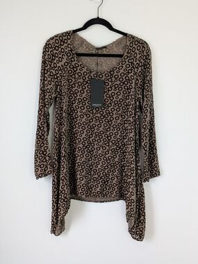 NEW Grizas Spotted Velvet Burnout Tunic Top Asymmetrical Lagenlook Size S